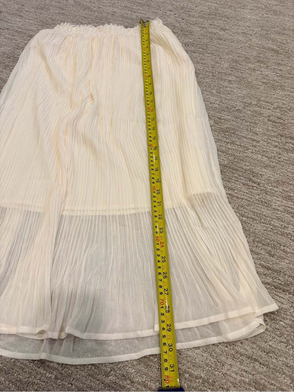 Oak + Fort Ivory Cream Pleated Sheer Midi Maxi Skirt Elastic Waist - Picture 7 of 8